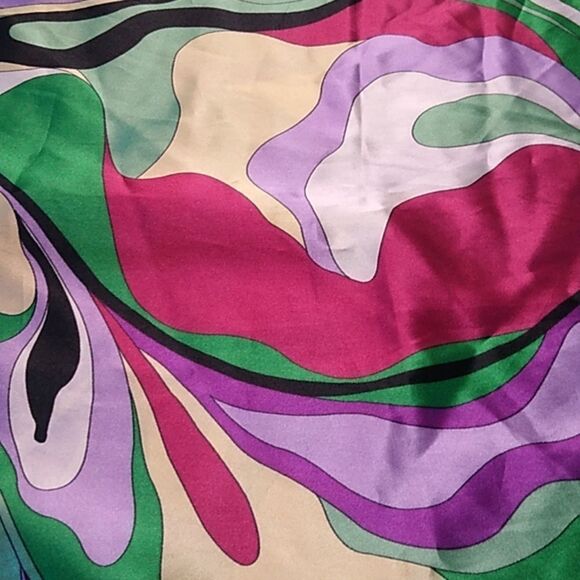 Dennis Basso 2X Polyester Abstract Scarf Cottagecore Kitsch Chic - Picture 2 of 6